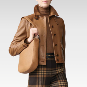 Short Bomber Leather Jacket