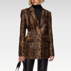 Brown Leopard Print Leather Jacket
