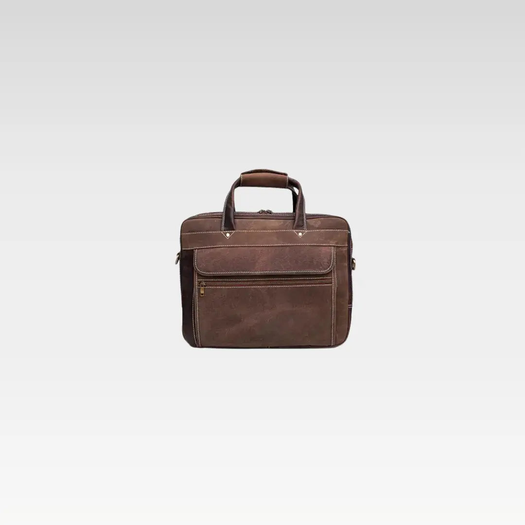 Coffee Brown Spacious Leather Laptop Bag - Perfect for Work Travel and Daily Essentials - Image 4