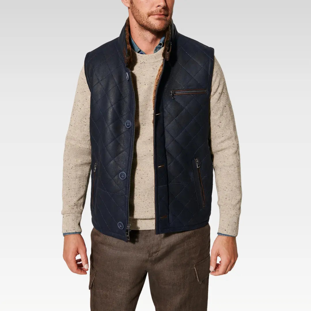Hayes Quilted Sheepskin Vest Rugged Warmth Meets Timeless Style - Image 2
