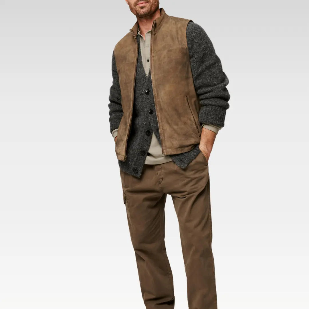 William Suede Leather Vest Rugged Goatskin - Image 2