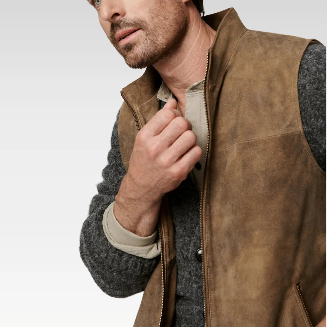 William Suede Leather Vest Rugged Goatskin - Image 3