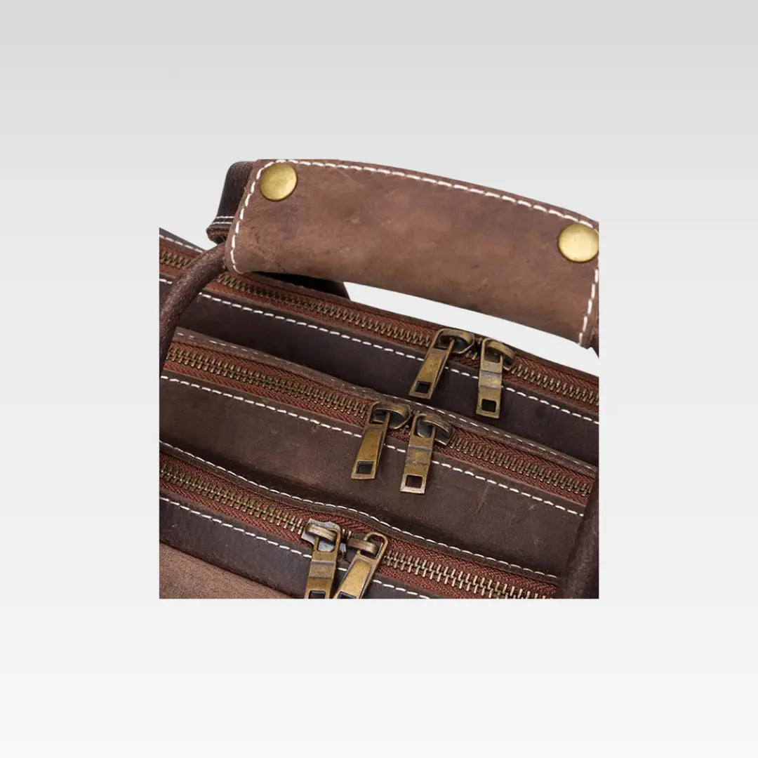 Coffee Brown Spacious Leather Laptop Bag - Perfect for Work Travel and Daily Essentials - Image 2