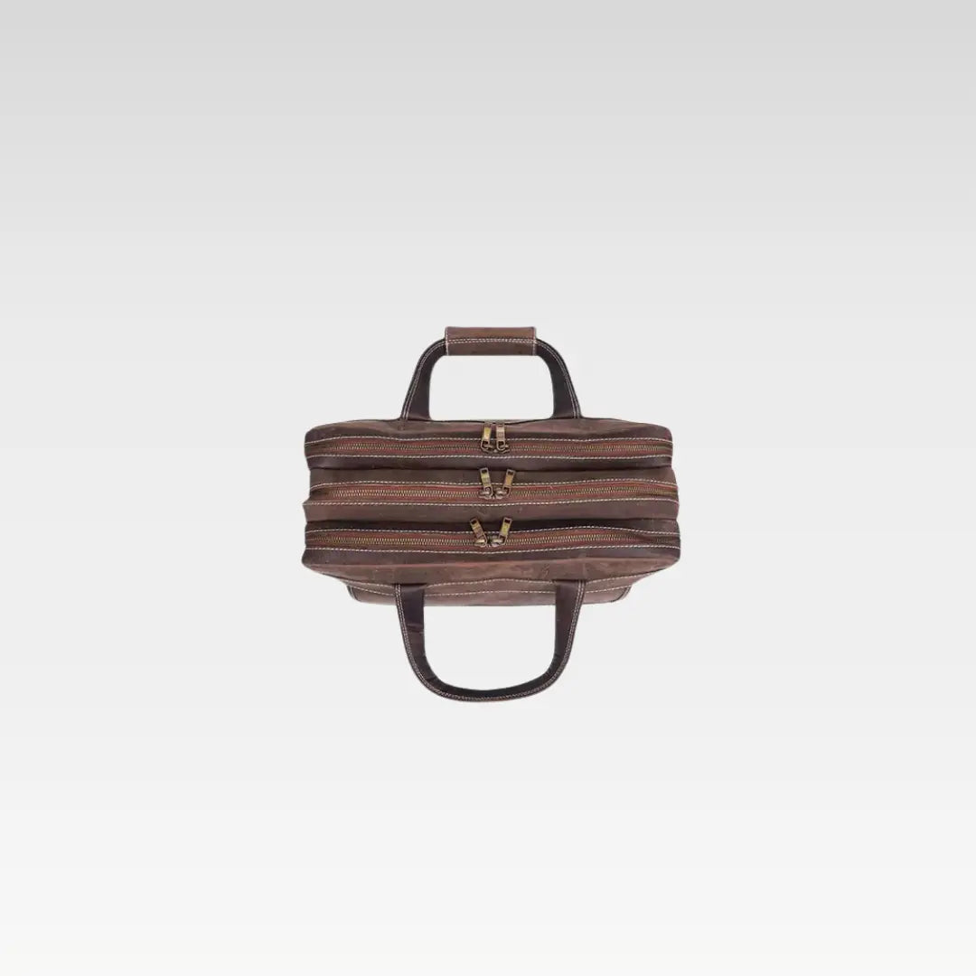Coffee Brown Spacious Leather Laptop Bag - Perfect for Work Travel and Daily Essentials