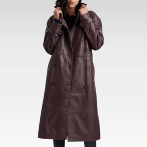Belle de Jour Merlot Leather Oversized Trench
