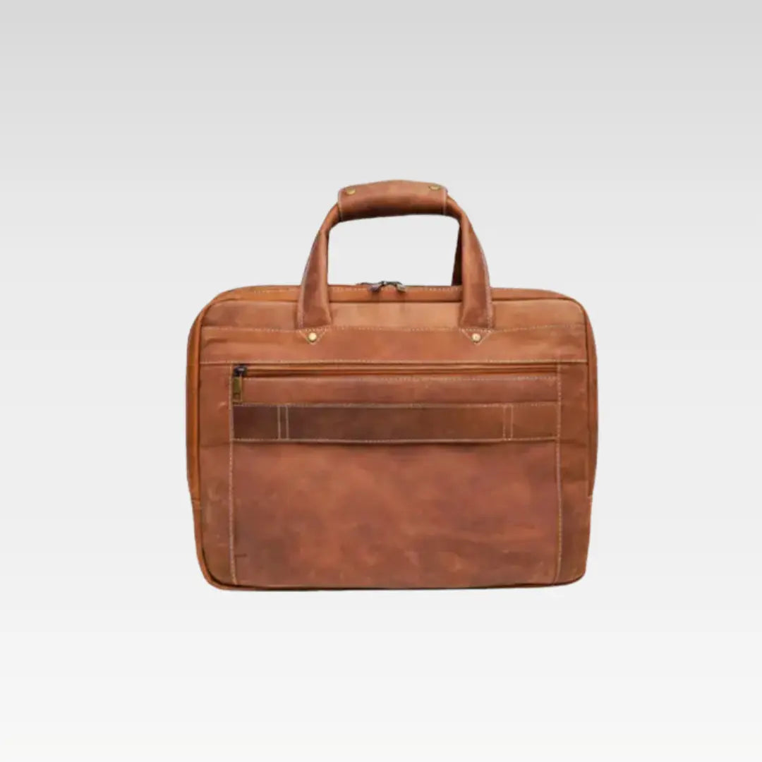 Light Rustic Brown Spacious Leather Laptop Bag - Perfect for Work Travel and Daily Essentials