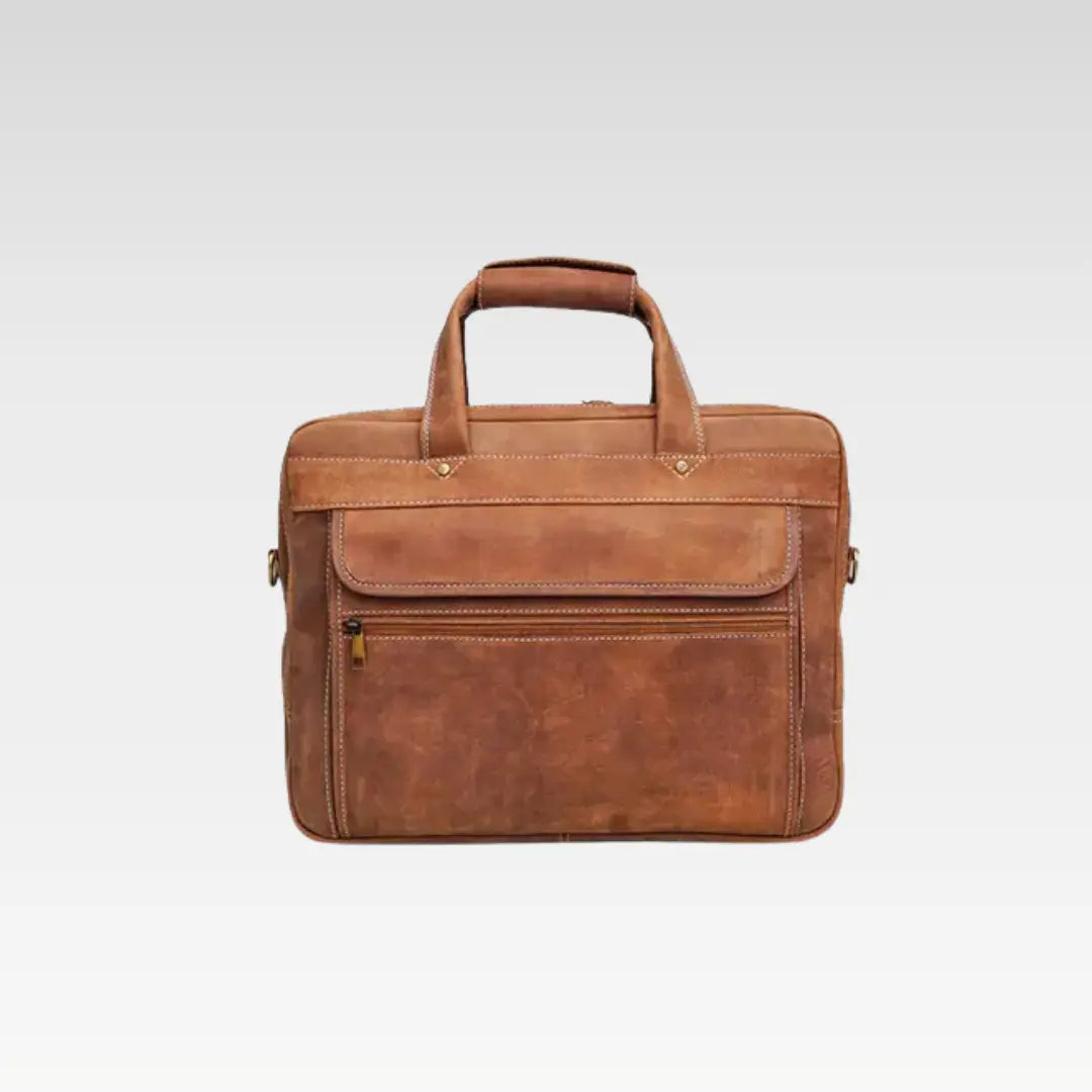 Light Rustic Brown Spacious Leather Laptop Bag - Perfect for Work Travel and Daily Essentials - Image 2