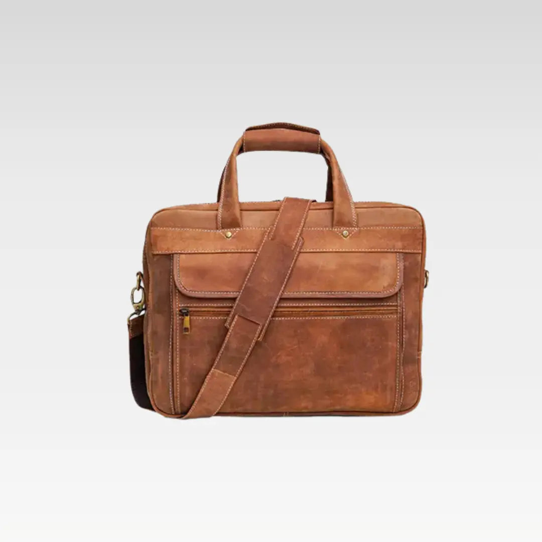 Light Rustic Brown Spacious Leather Laptop Bag - Perfect for Work Travel and Daily Essentials - Image 3