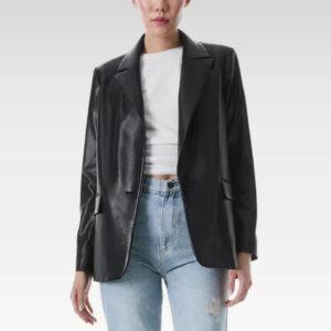 Alice and Olivia Denny Leather Blazer