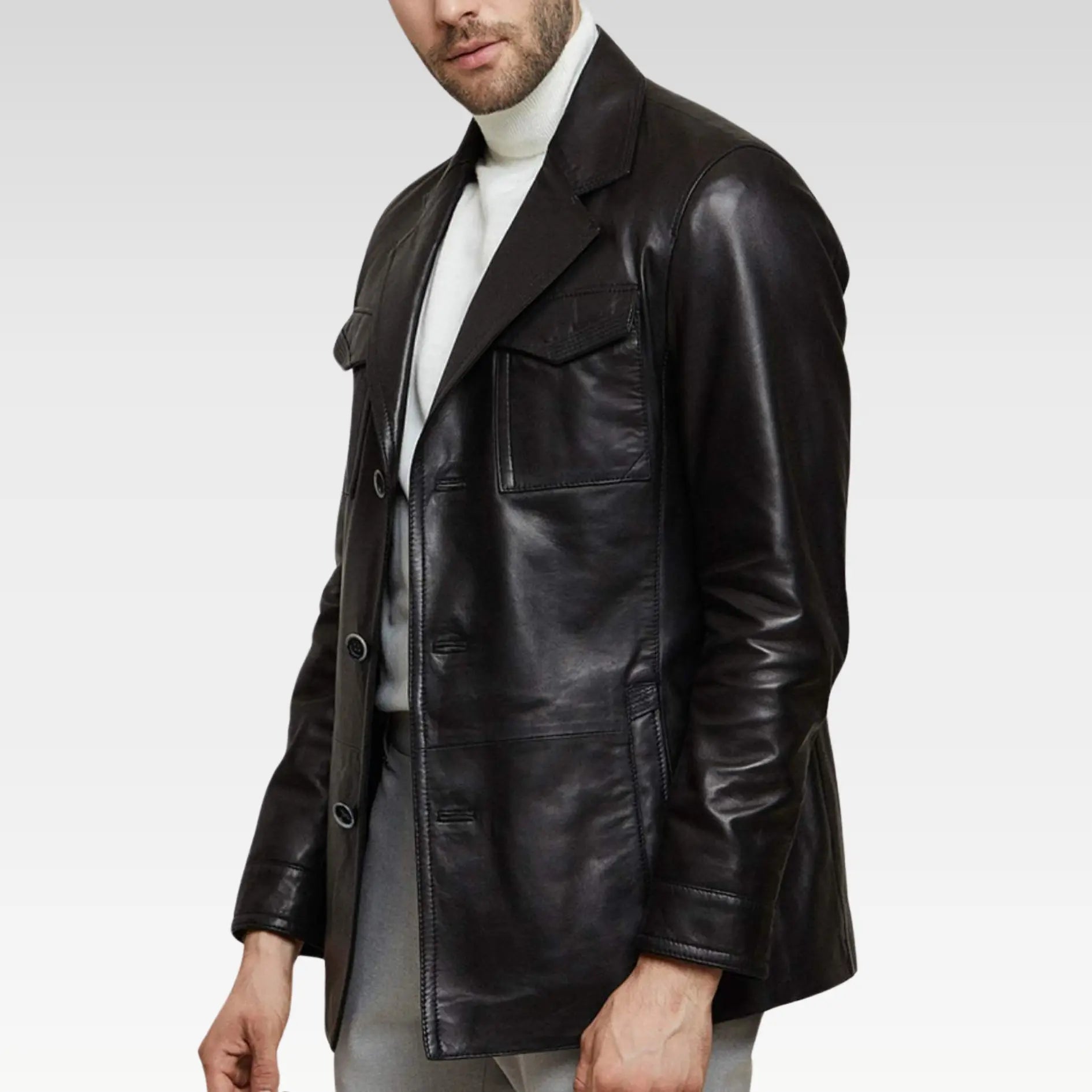 Silva Black Leather Blazer - Image 2