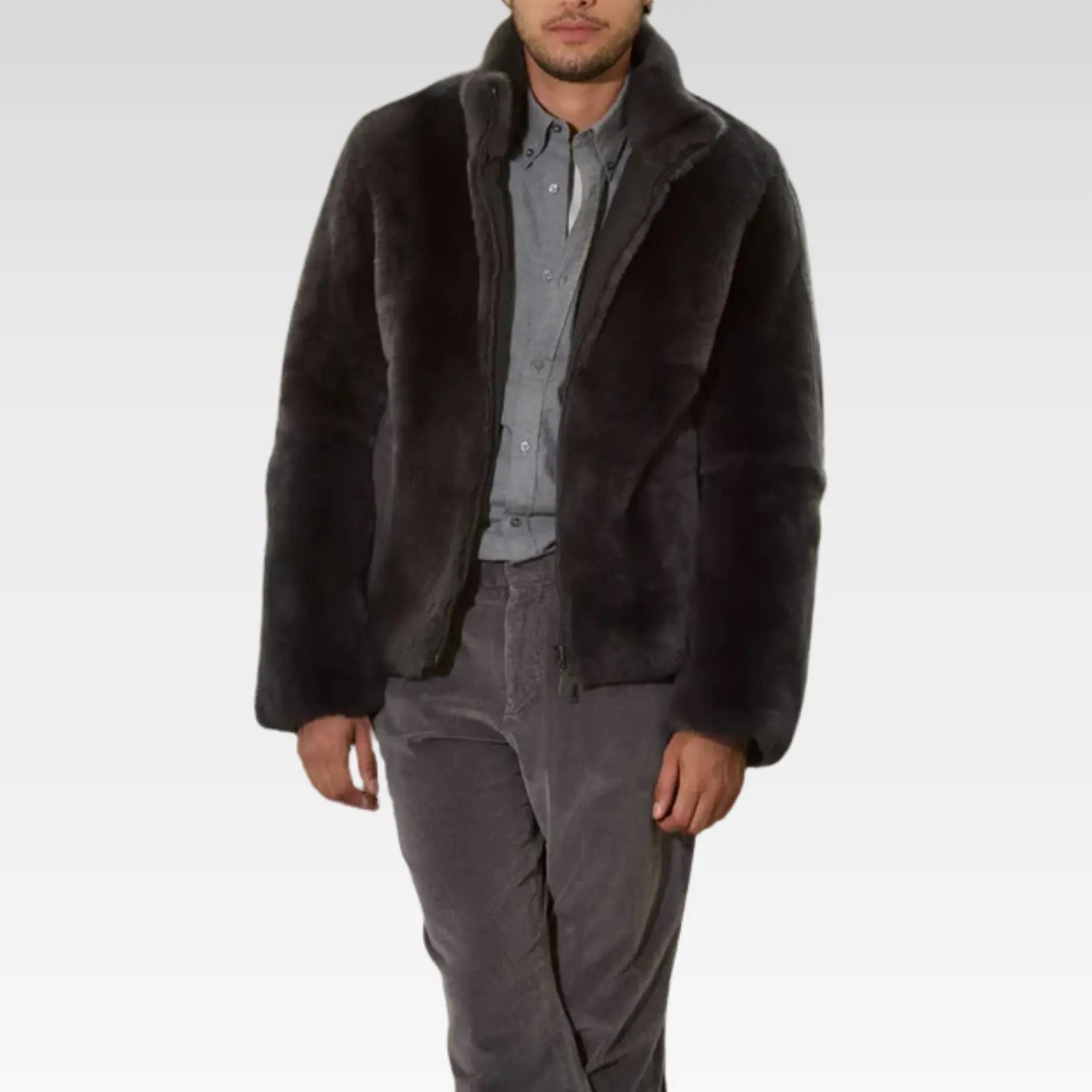 Brown fur jacket men - Image 2