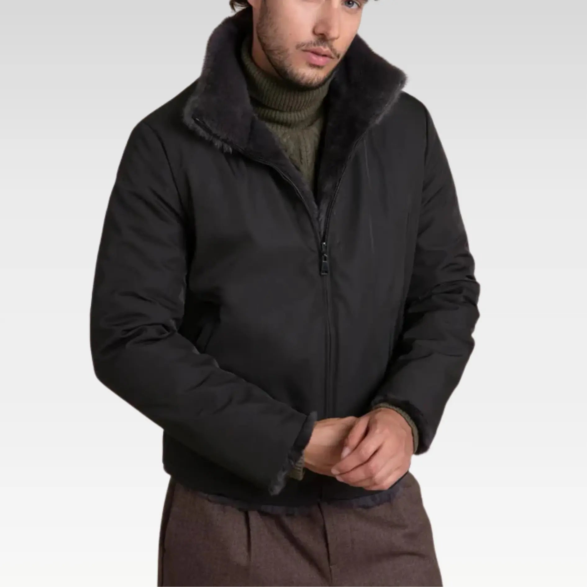 Brown fur jacket men - Image 4