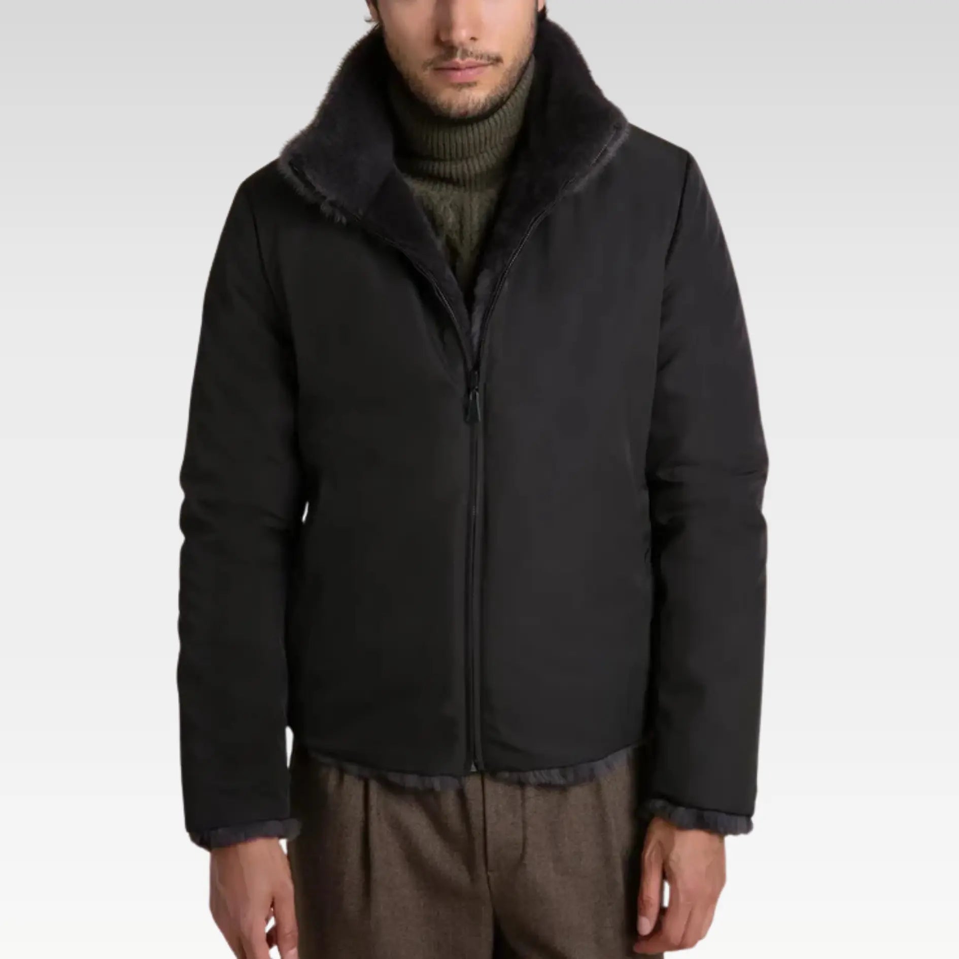 Brown fur jacket men - Image 7
