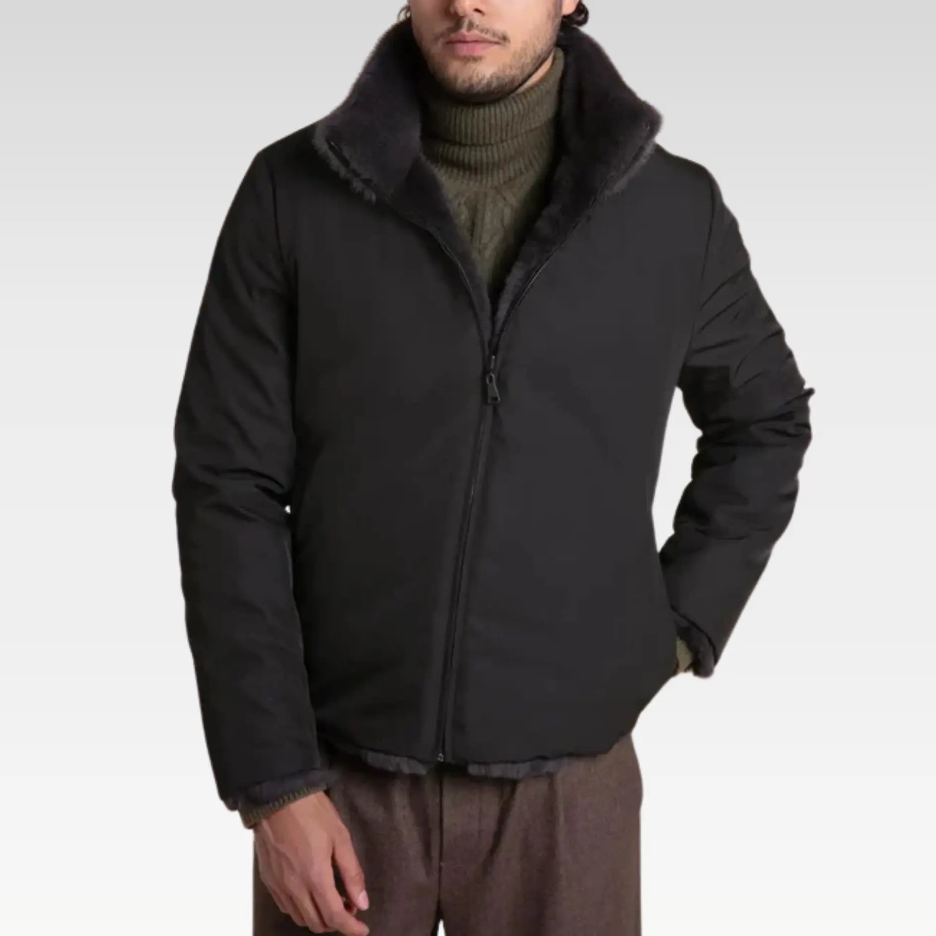 Brown fur jacket men - Image 8