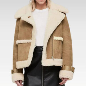 Jessica Brown Suede Leather Jacket
