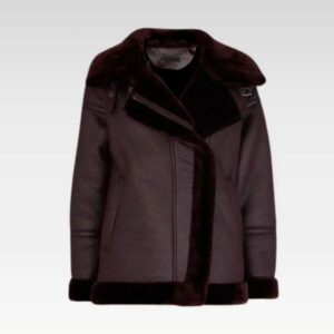 LAUREN FAUX FUR SHEARLING BIKER LEATHER