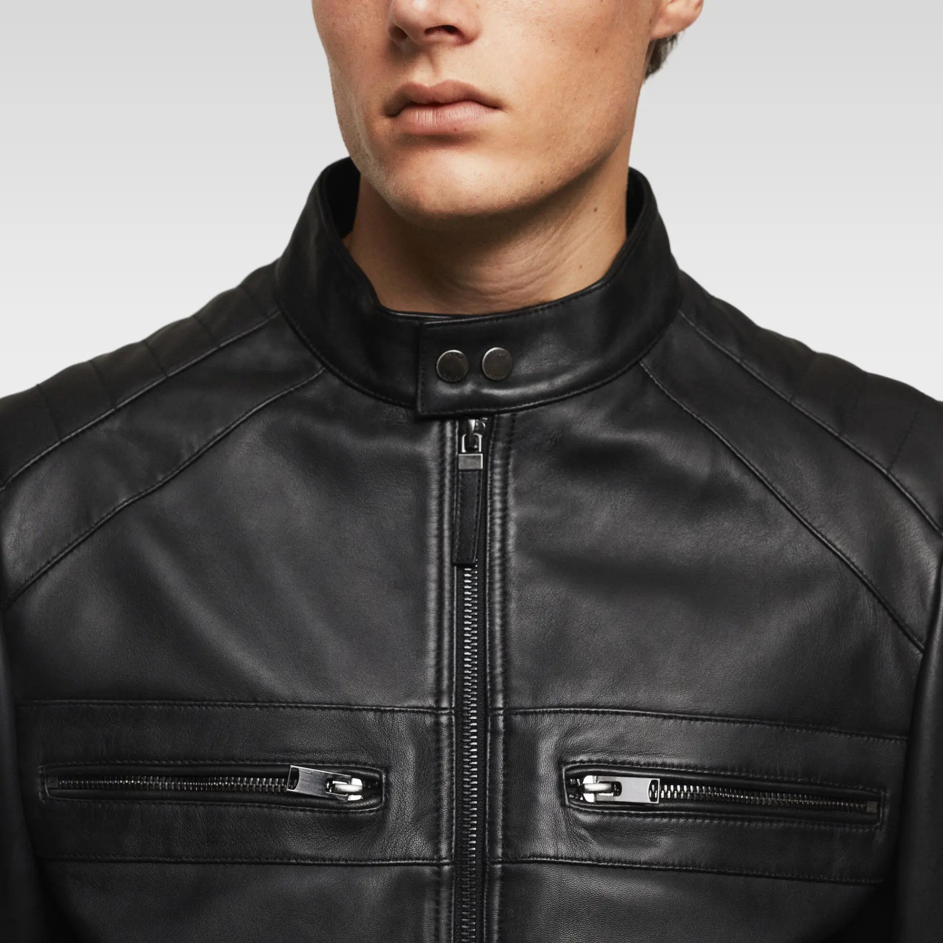 Bovshe Leather Biker Jacket - Image 2