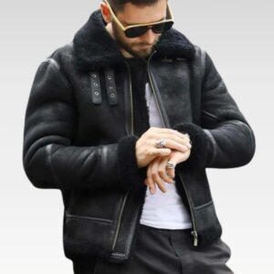 Men B3 Bomber Shearling Sheepskin Real Leather Aviator Jackets
