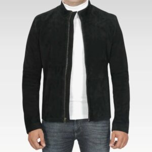 Men's Real Suede Black Biker Jacket