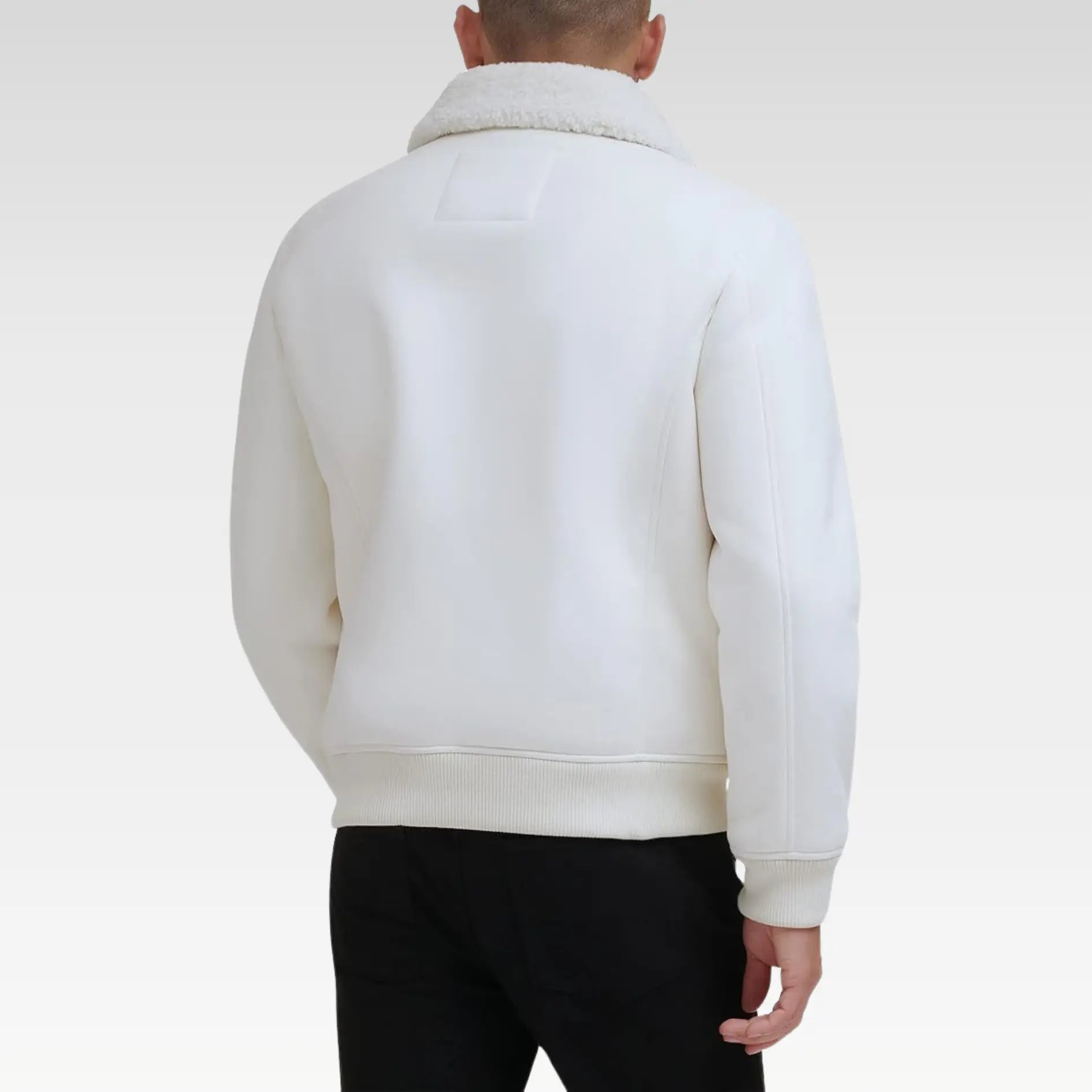 Men's Shearling Bomber Jacket with Fur Collar and Fur Coat - Image 6