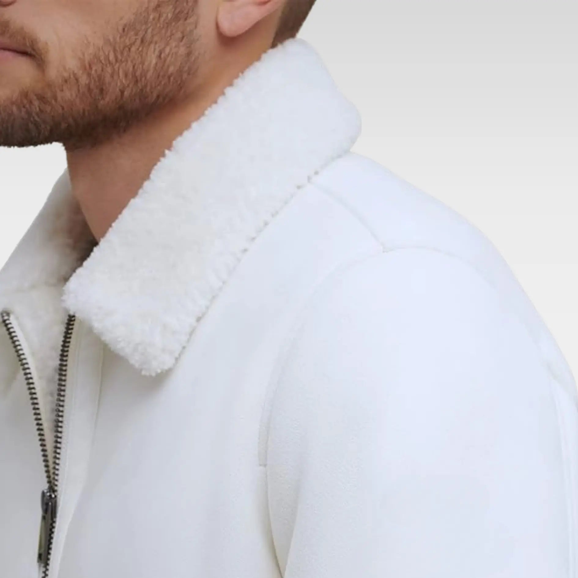 Men's Shearling Bomber Jacket with Fur Collar and Fur Coat - Image 4