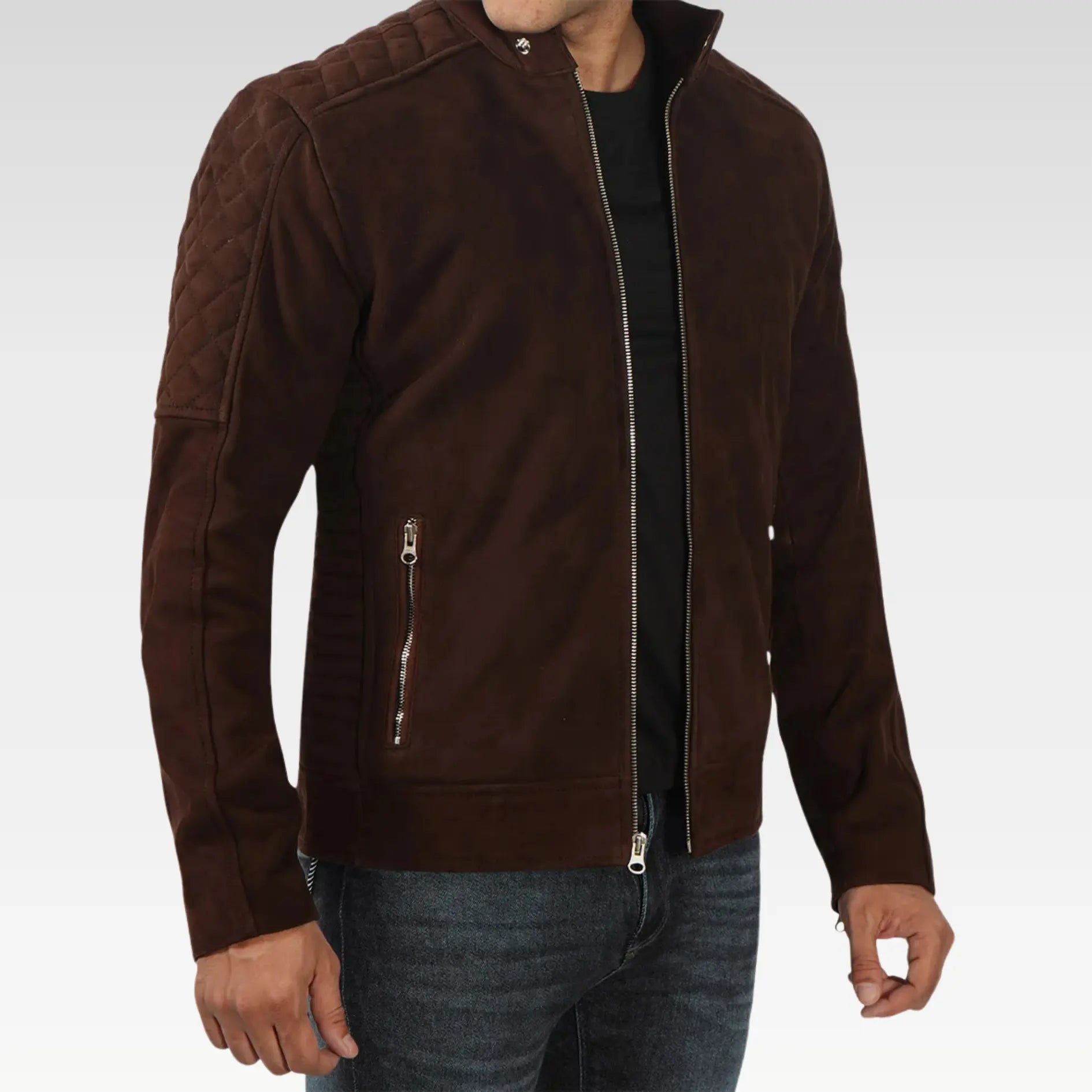 Men's Top Notch Dark Brown Suede Jacket - Image 2