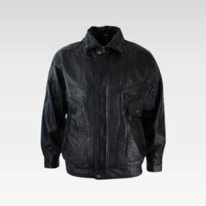 Mens Classic Bomber Black Nubuck Washed Brown Real Leather Jacket-Black