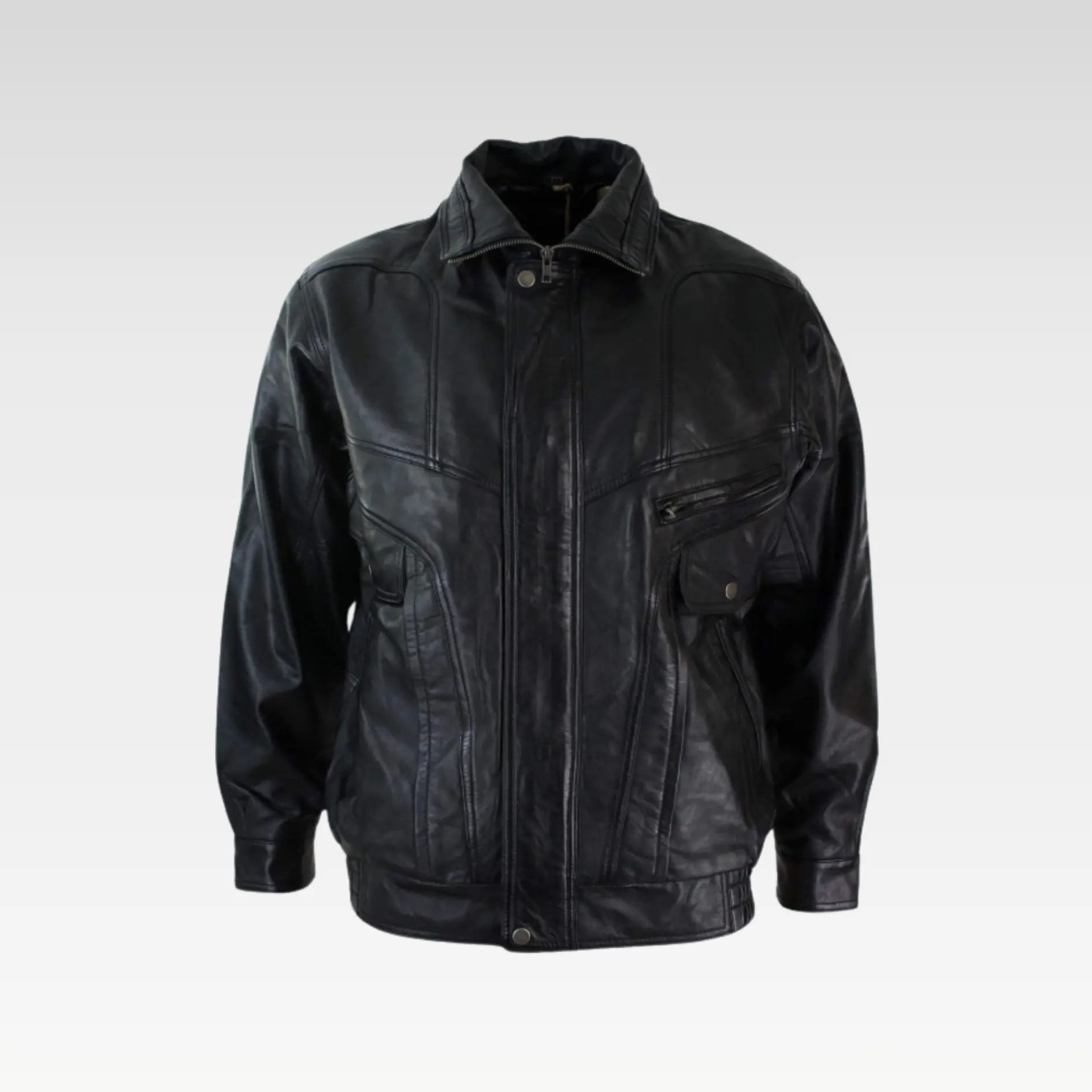 Mens Classic Bomber Black Nubuck Washed Brown Real Leather Jacket-Black