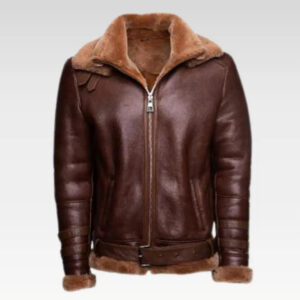 Women Brown Aviator Styled Sheepskin Shearling Leather Jacket
