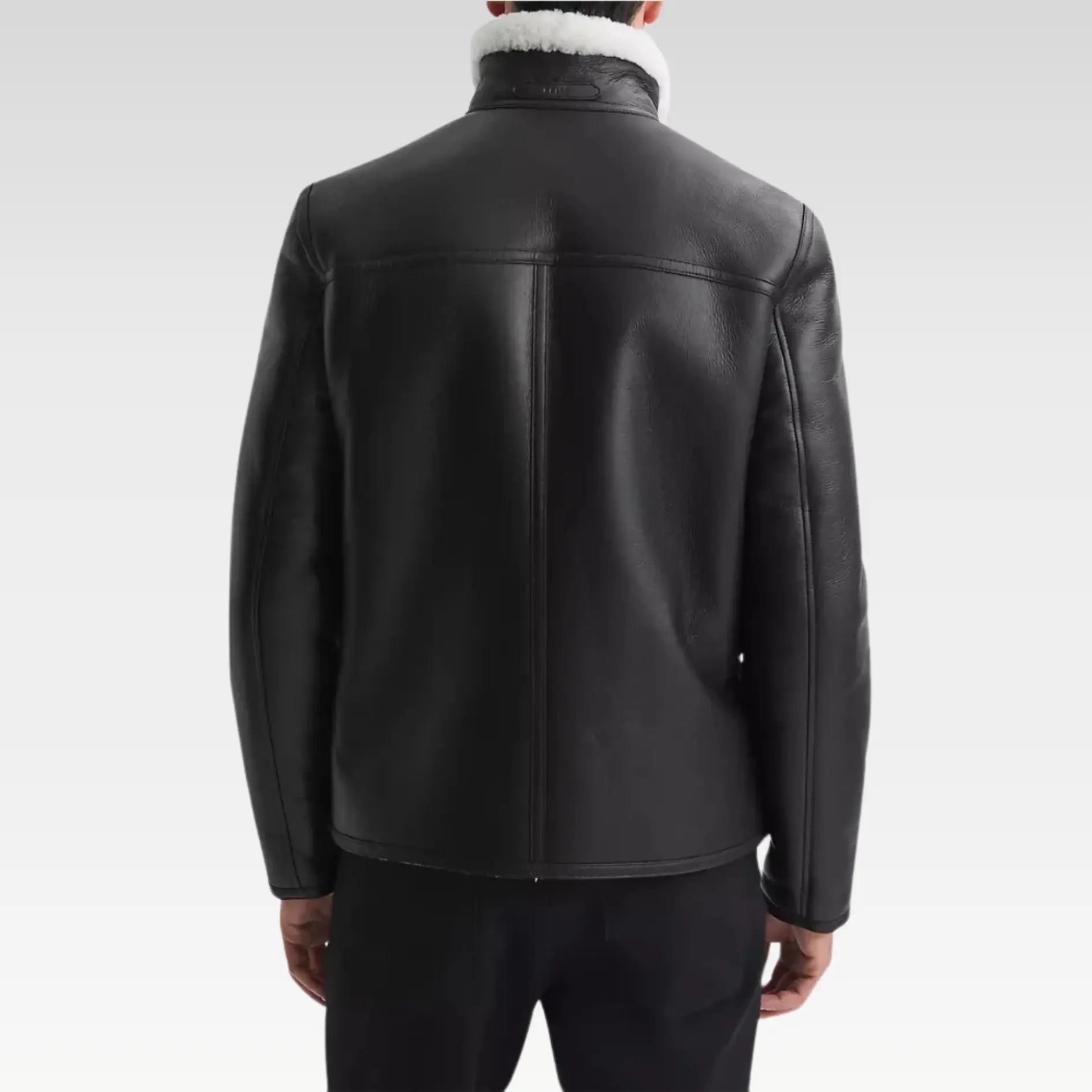 Richard Black Trimmed Shearling Leather Jacket - Image 3