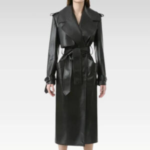Sheepskin Leather Fitted Women Trench Coat