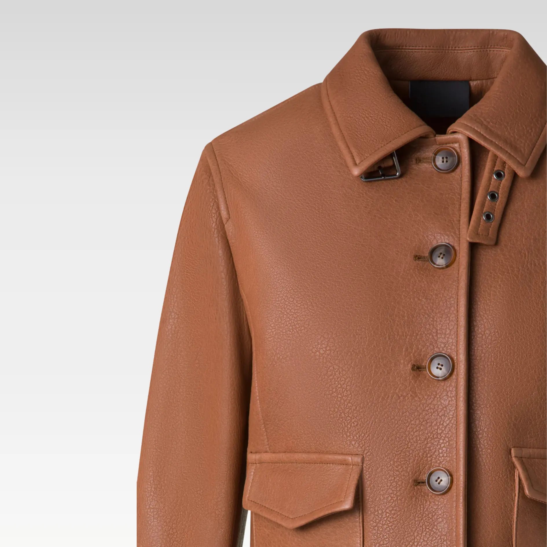 Short Bomber Leather Jacket - Image 4