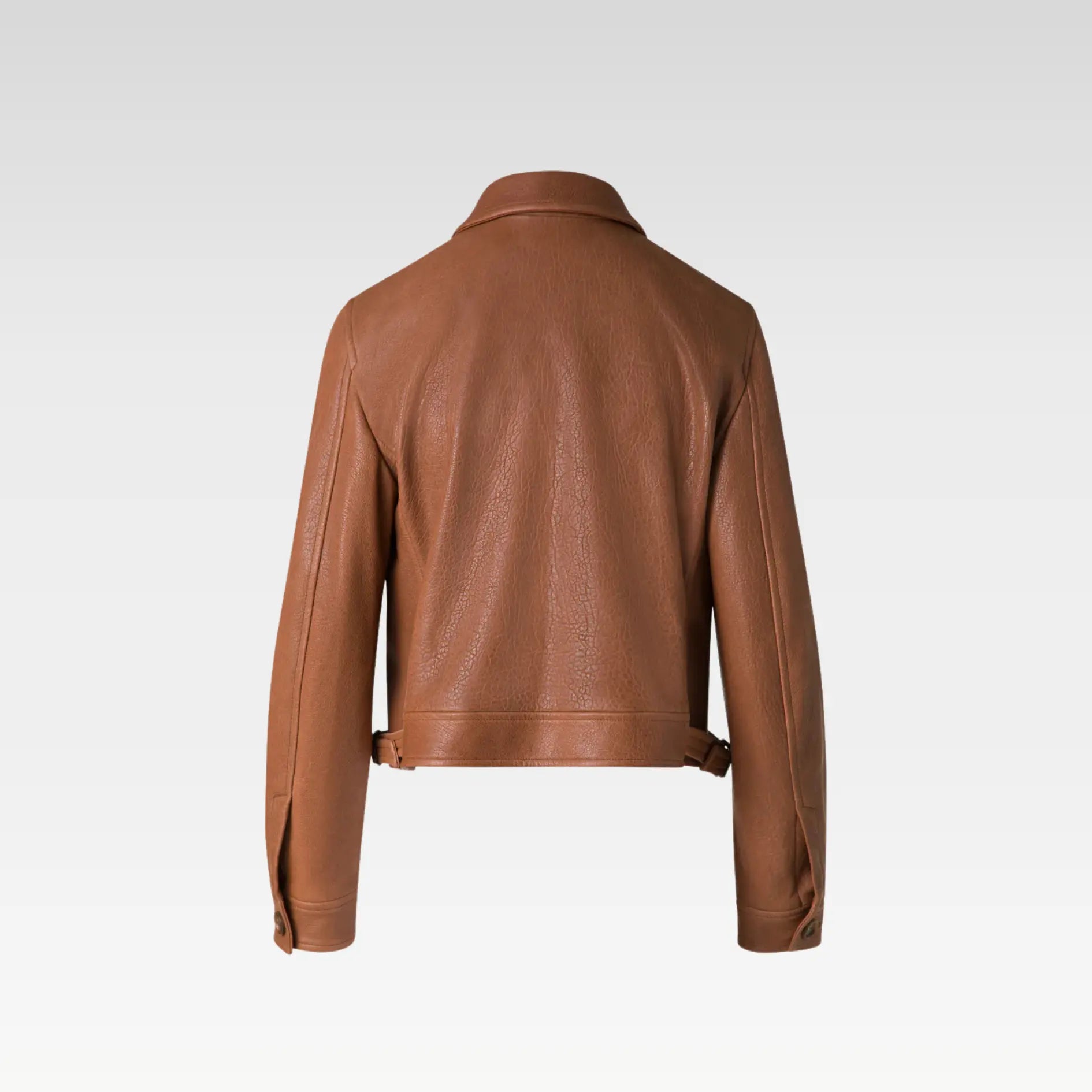 Short Bomber Leather Jacket - Image 5