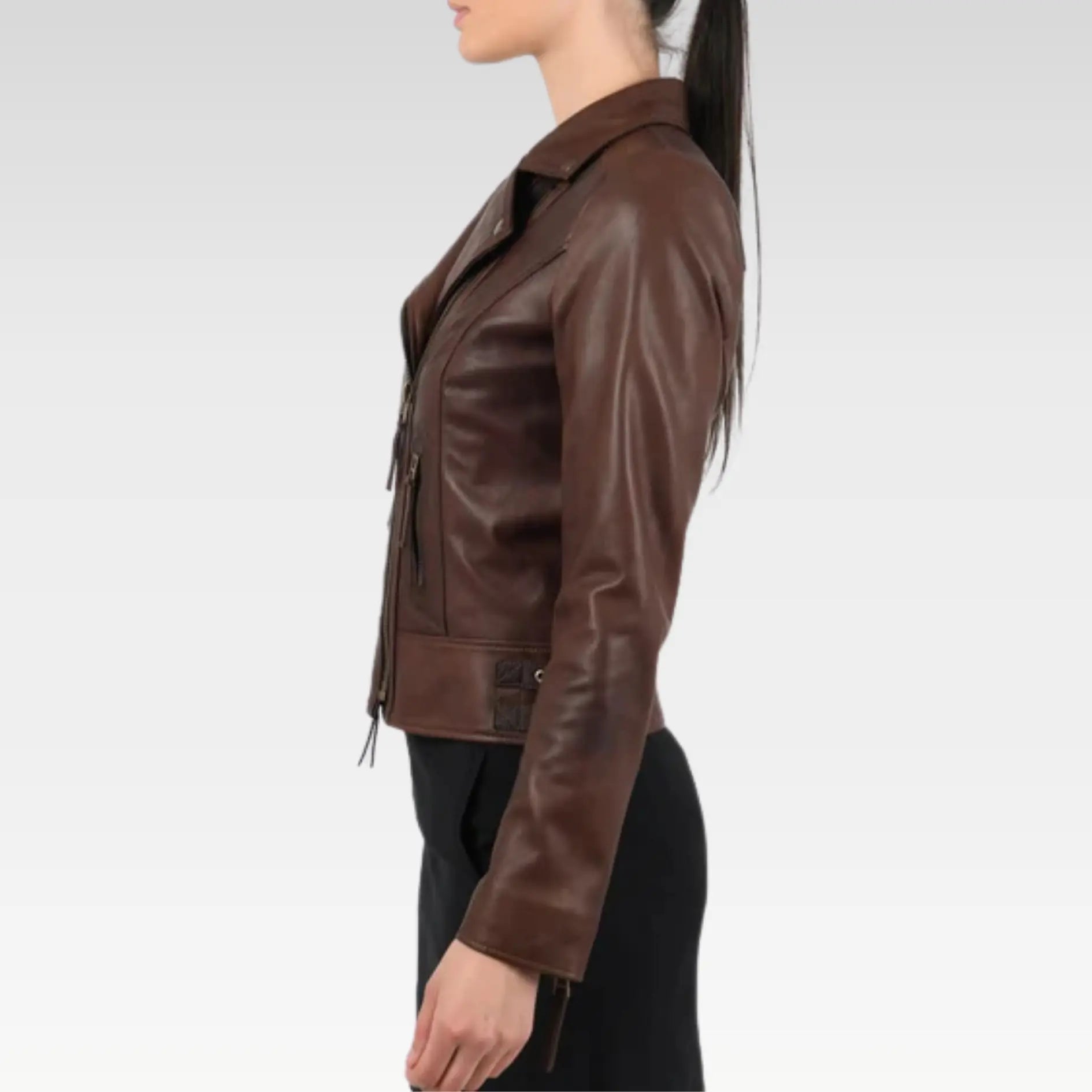 Vax Brown Classic Biker Leather Jacket - Image 2