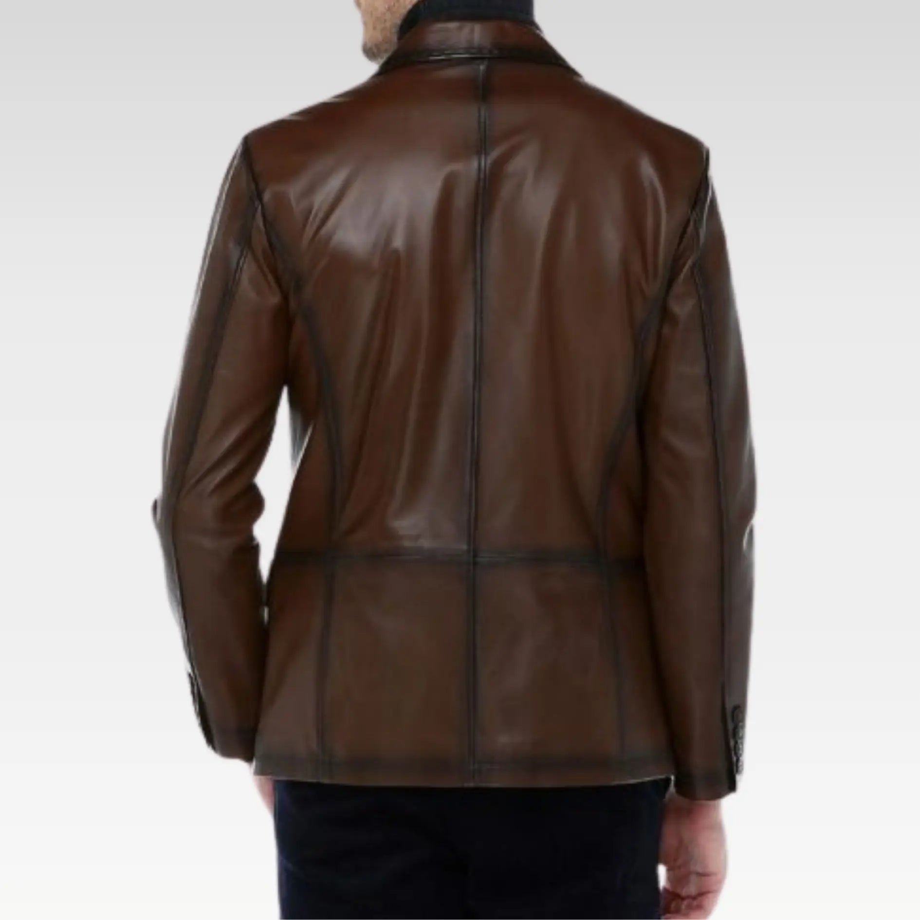 Wine Genuine Leather Blazer Brown - Image 4
