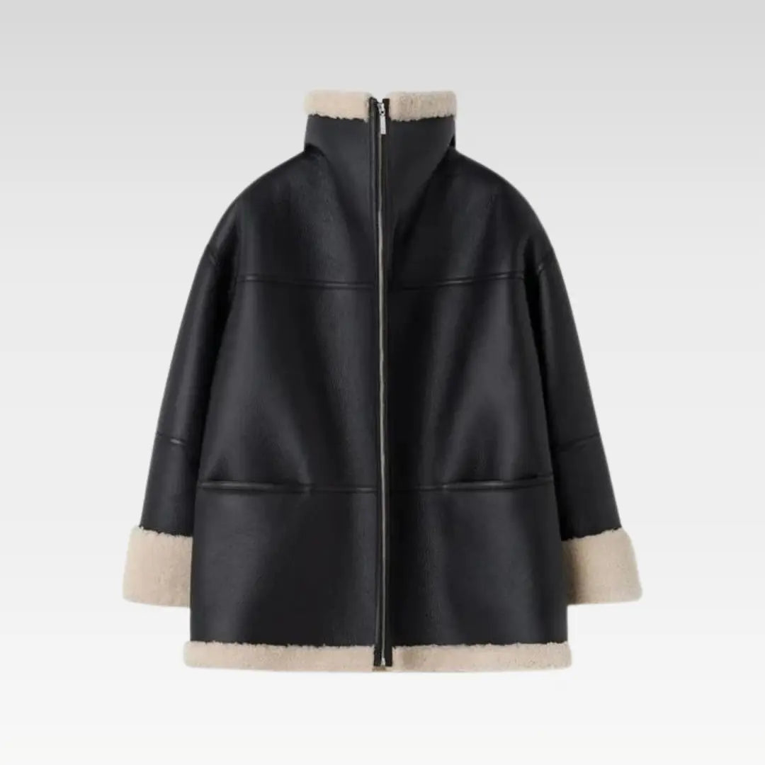 Women B3 RAF Aviator Styled Sheepskin Shearling Leather Jacket - Image 4